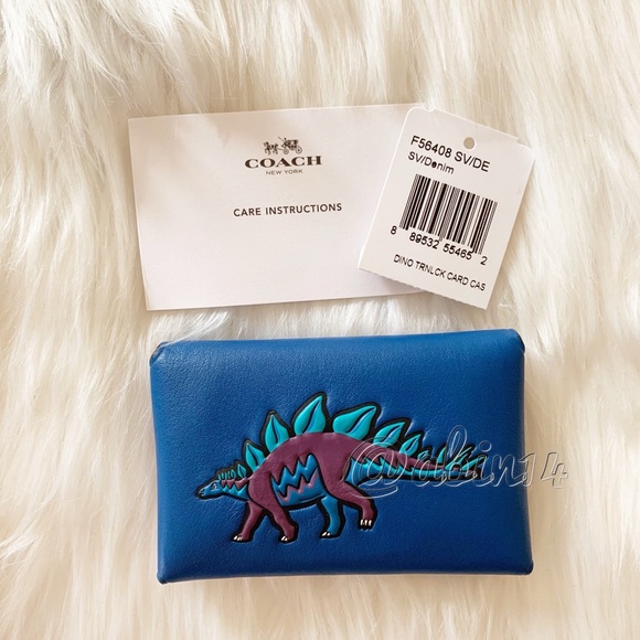 NWT Coach Beast Collection Steggy Dinosaur Turnlock Leather Card Case - Picture 3 of 5